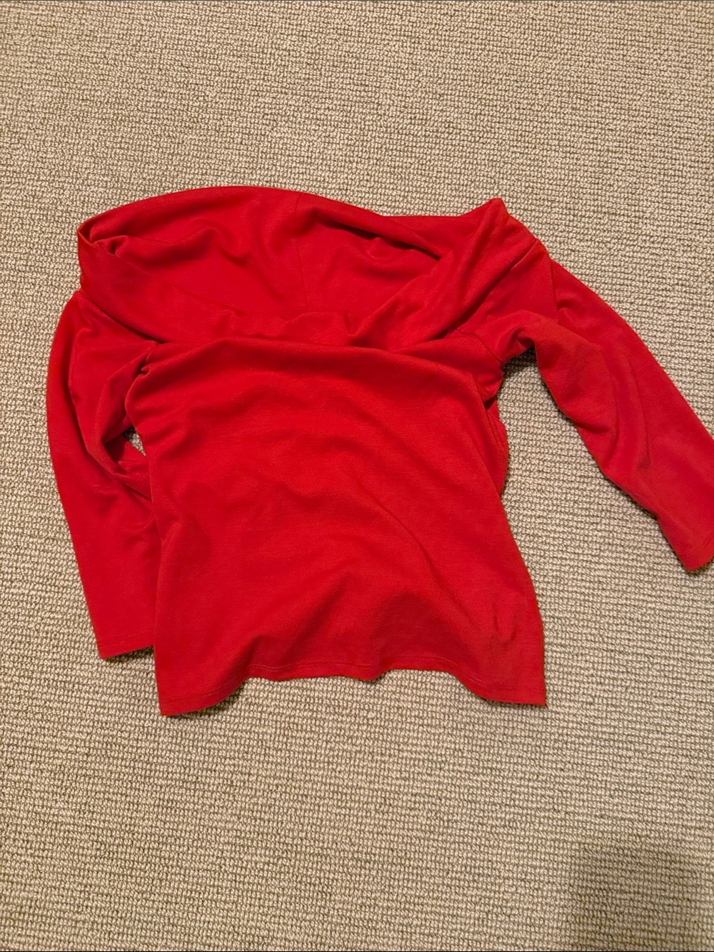 Anthropologie Red Off-the-Shoulder Knit Sweater